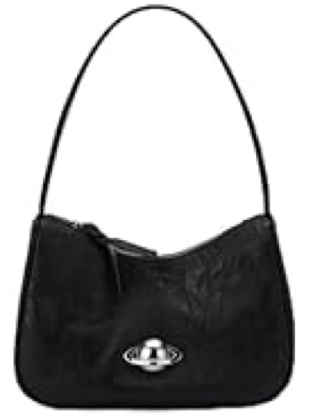 Sleek Black Shoulder Bag with Silver Turn-Lock